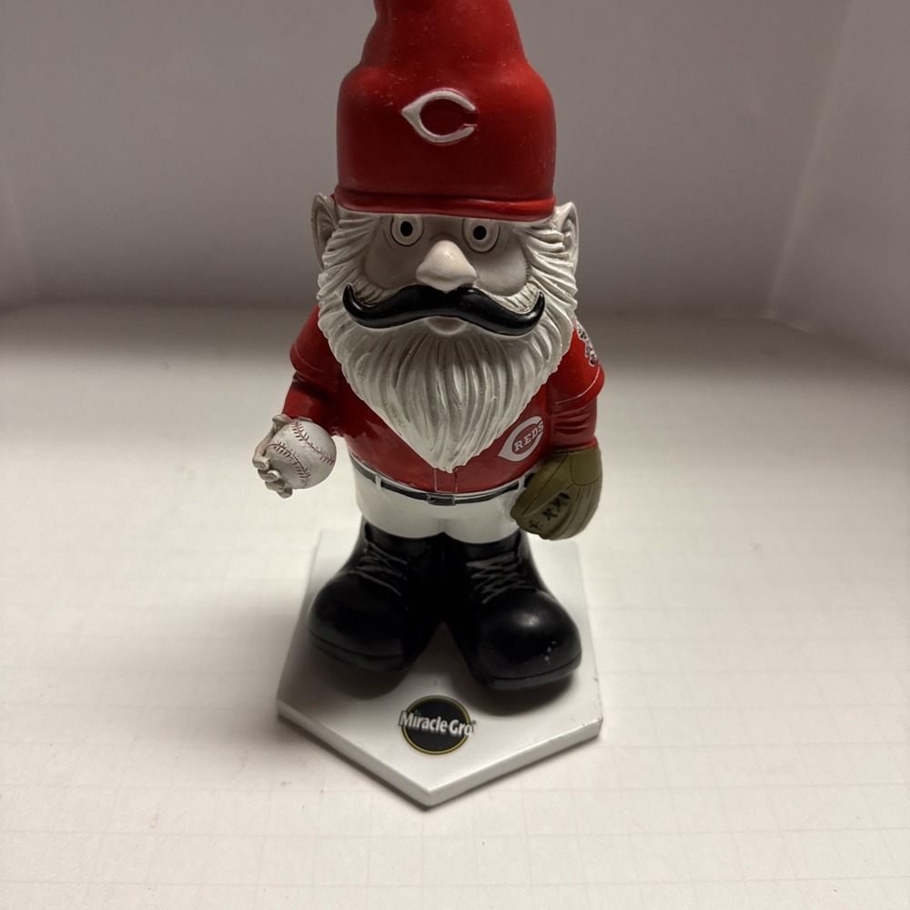 MLB Cincinnati Reds Baseball "Get Your 'Stache On" Garden Gnome Miracle Grow